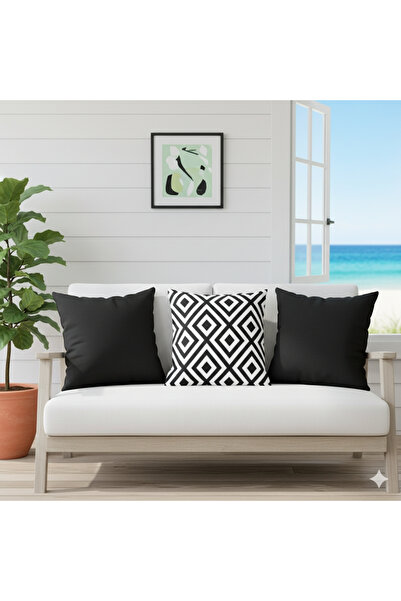 Bc Home Geometrik Desenli, Kare Kırlent Kılıfı, 43 x 43 cm , 1 Adet, Fermuarlı