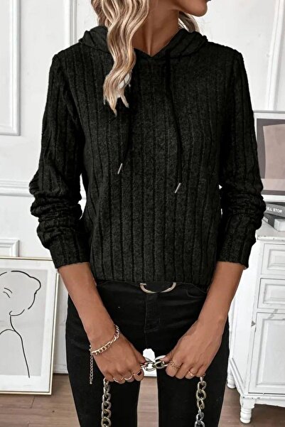 Mossta Long Sleeve Lace-Up Ruched Camisole Blouse - Black