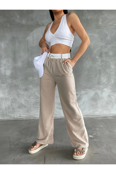 Zerenyus Garnili Wide Leg Trousers Beige