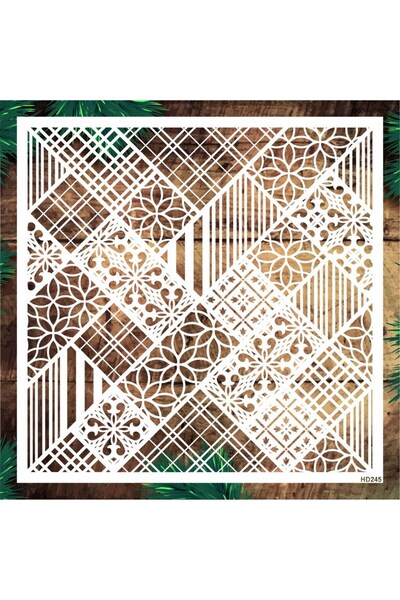 STENCİLTASARIM Stencil Tasarım Hd245 Mix Geometrik Duvar Ahşap Cam Boyama Deseni