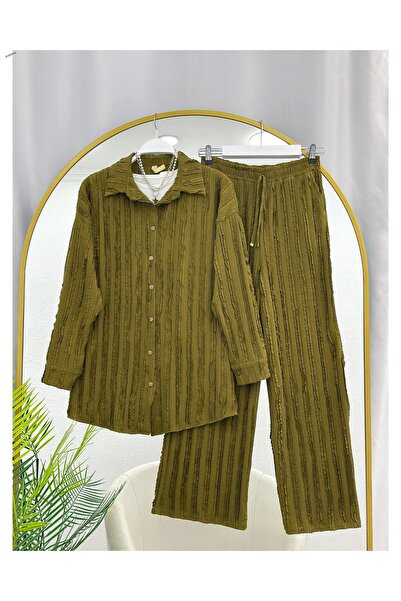 YEDİLALE Firfir Fabric Casual Dual-Piece Set [36-44 Size Range, the Price Only Includes the Shirt and Pants]