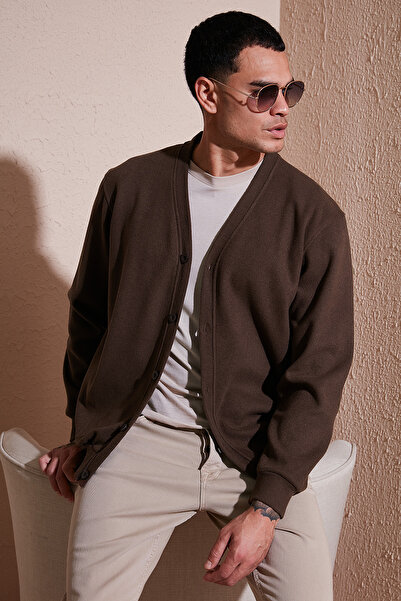 Buratti Cotton Regular Fit Buttoned V-Neck Cardigan Men's Cardigan 456205