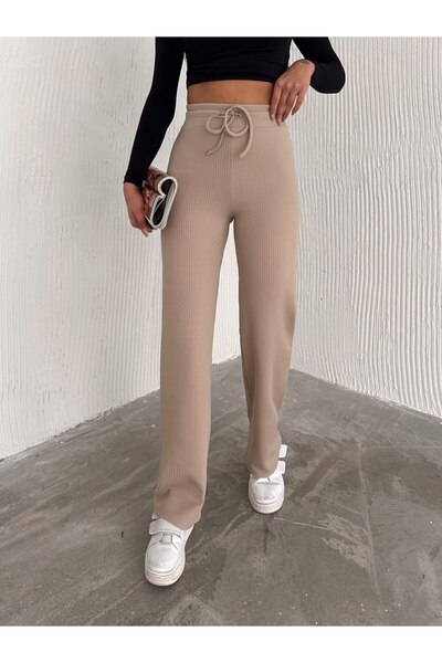 PUCKA FASHION Pucka Modal Ribbed Wide Leg Knitted High Waist Lycra Palazzo Pants