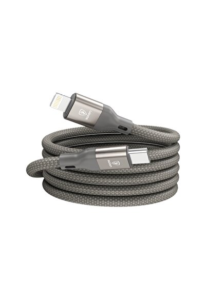 Spon Type-C to iPhone Charging Cable 27W Fast Charging Nylon Braided with Magnet Feature 1m