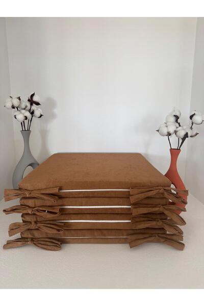 Bykutlay 40CMX40CM+4CM 4'LÜ SÜNGERLİ SANDALYE MİNDERİ ÇIKARILABİLİR KILIF BAĞCIKLI