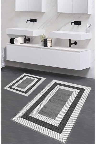 oabhome Σετ ματάκια μπάνιου Sapphire 2 τεμαχίων που πλένονται αντιολισθητικά, πολύχρωμα διακοσμητικά σετ ματάκια μπάνιου Ψηφιακή εκτύπωση