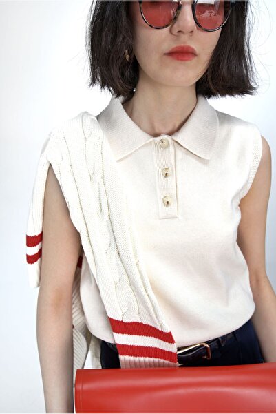 F&K Πλεκτό με λαιμόκοψη πόλο χωρίς μανίκια 3x2