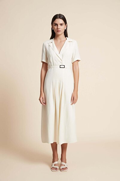 Yola فستان ميدي مع حزام خصر وأكمام نصفية