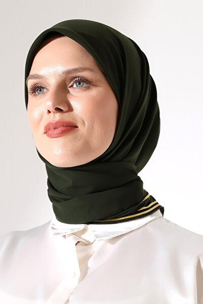 ihvan online Hijab Pleated Plain Chiffon Scarf - Khaki Green