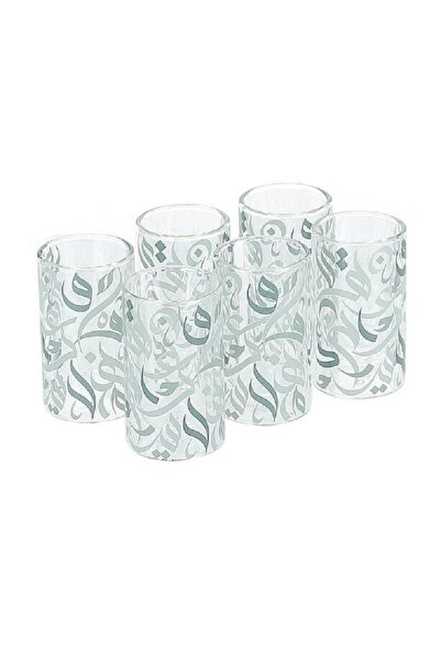 Dallaty green glass tea cups set 6 pcs