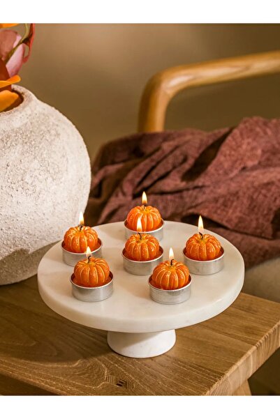 LC Waikiki HOME Turuncu Bal Kabağı Figürlü Dekoratif Mum 6'lı 5 Cm