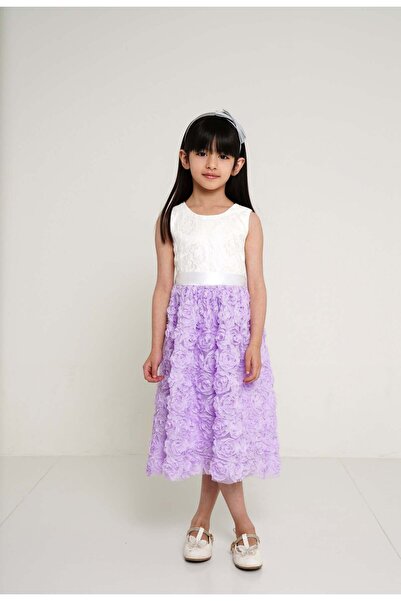 Yola فستان زهري مطرز للبنات