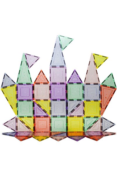 PicassoTiles Set creativ de construit magnetic, Picasso Tiles, 48 piese