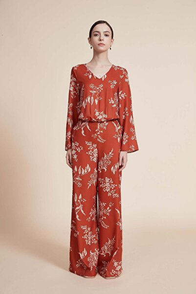 Yola Long Floral Print Jumpsuit with Long Sleeves