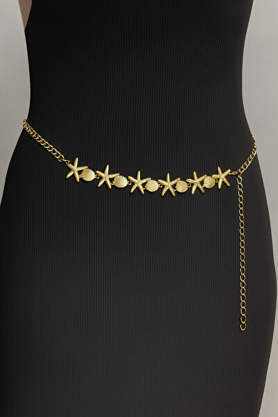 ZERAMİNE Curea de damă cu lanț de aur – Accesoriu elegant pentru talie