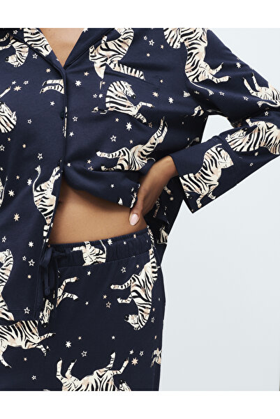 Marks & Spencer Pamuk-Modal Karışımlı Zebra Desenli Pijama Takımı