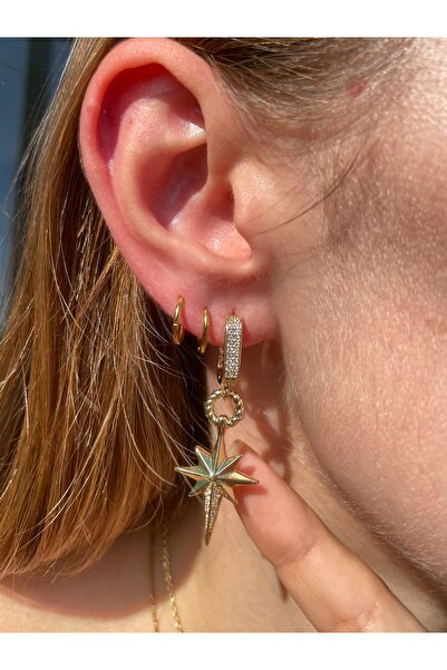 Hora Kuzey Yıldızı Premium Gold Çelik Küpe