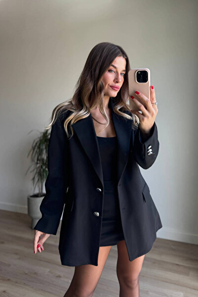 Sue Store Μπλέιζερ με επένδυση με μαύρα ασημί κουμπιά