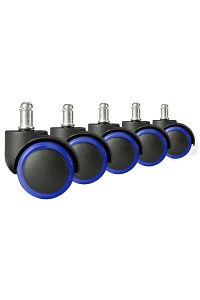 DacEnergy Set role pentru scaun de birou , duble, material rezistent, 5 buc, negru si albastru