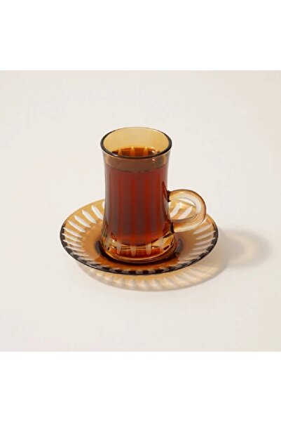 Dallaty 12pcs glass tea set brown
