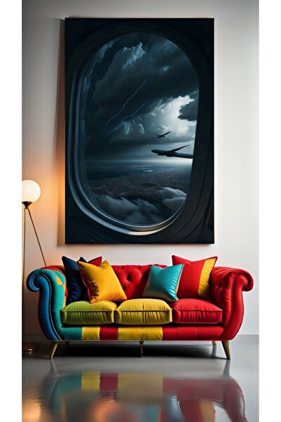 özkacar UÇAK PENCERESİNDEN MANZARA Ev Duvar Salon Güzellik Salonu Ofis Dükkan Dekarasyon Kanvas Tablo