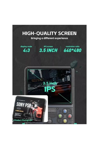 Tradeo وحدة تحكم ألعاب بشاشة 3.5 بوصة، تصميم شفاف، وحدة تحكم مدمجة، جهاز ألعاب