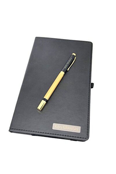 Sevilla Kişiye Özel İsim Yazılı Siyah Defter Ve Kalem Seti