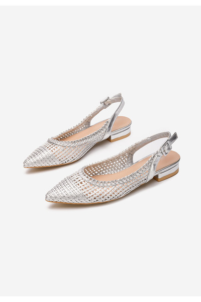 B T Shoes Stribrné lodičky s otevřenou pätou Elaina