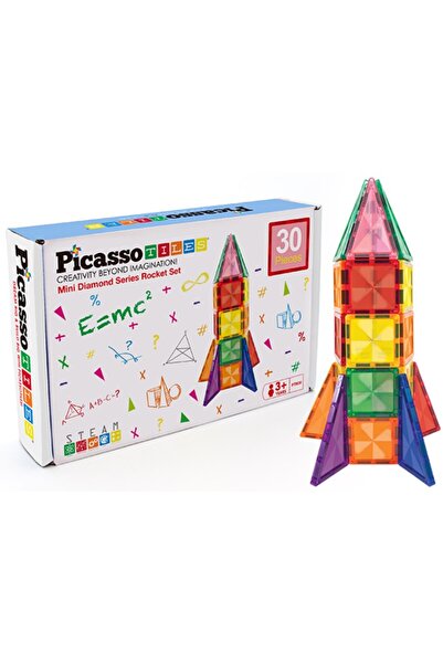 PicassoTiles Picasso Tiles Set Magnetic 30 Buc Cuburi Mini PICPTM 30