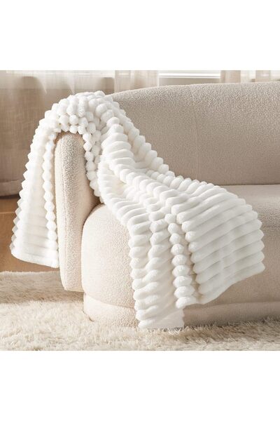 Saharaz White Sofa Blanket, Super Soft Cozy Blanket,Cute Small Blanket,Sofa Nap Knees Blanket(100*150cm)