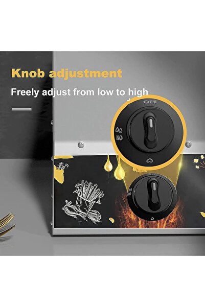 Genaric CENAP Commercial Deep Fryer, Gas Fryer Machine with Lid, 10L*2 Tanks and 2 Baskets, Surrounding 3D F