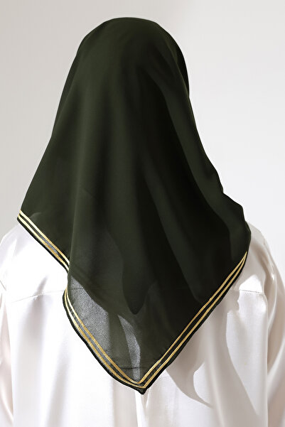 ihvan online Hijab Pleated Plain Chiffon Scarf - Khaki Green