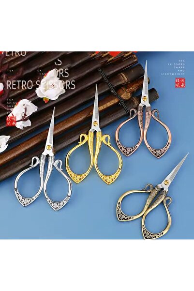 iğne izi Swan Promise Engagement Scissors, Ribbon Opening Special Day Ceremony Sewing Embroidery Scissors Bronze