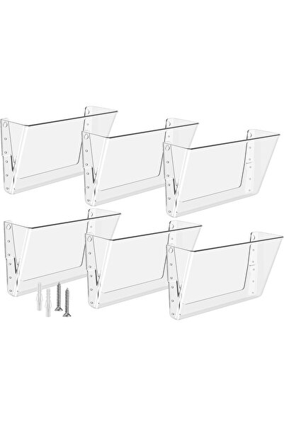 Slasa Acrylic Wall-Mounted File Organizer with 6 Large Pockets by