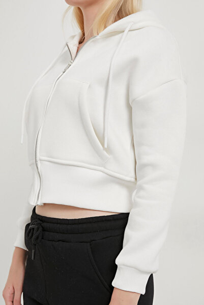 Arma Life Γυναικείο φούτερ με φερμουάρ και κουκούλα σε λευκό χρώμα