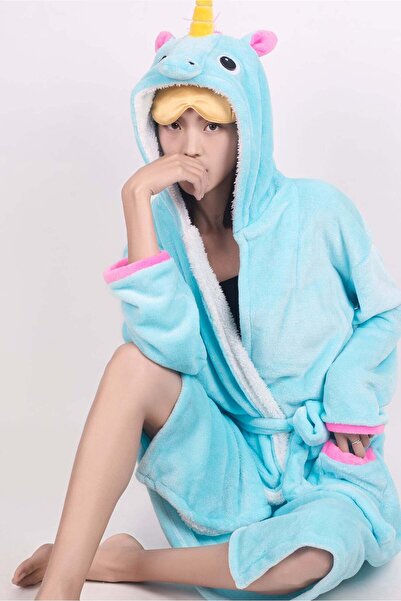 WildFashion Fluffy robe with drawstring at the waist, unicorn model PJM96-411