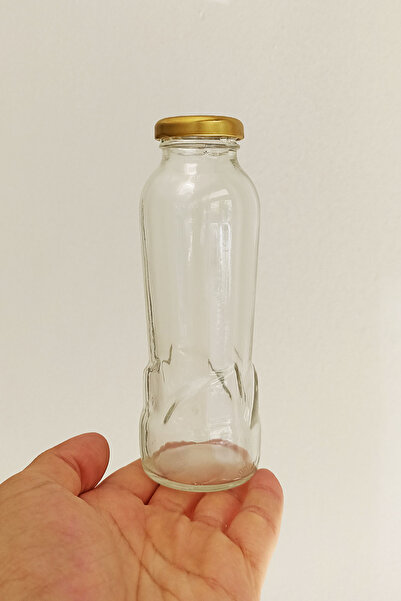 Afracam 250 ml Dalga Desenli Şeffaf Meyve Suyu, Limonata Şişesi Metal Kapaklı 250 Cc Boş Cam Şişe 50 Adet