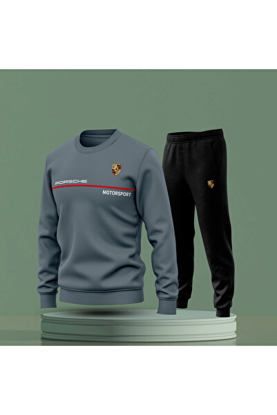 Bulvar Lee Crew Neck Porsche Printed Men'S, Winter Tracksuit Set / Car