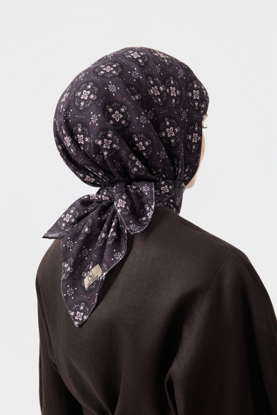 Qef Cotton Scarf Medallion Plum