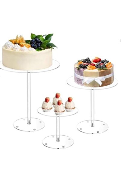 Slasa Acrylic Cake Stand Set of 3 Pieces by - 6 inch, 9 inch, 11 inch, Circular Display Stands for C