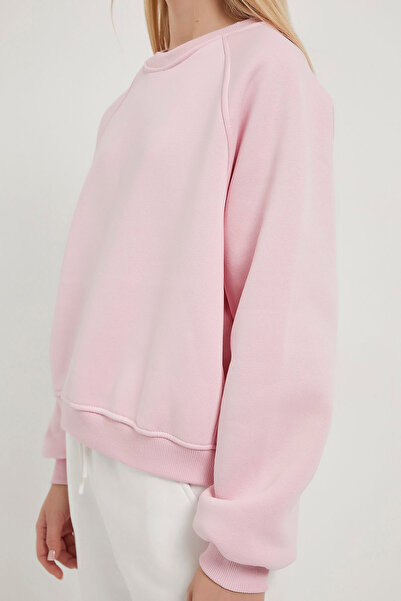 Arma Life Γυναικείο φούτερ με λαιμόκοψη ροζ βασικό σχέδιο