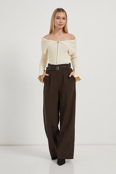 Arma Life Armalife 3663 double belt high waist palazzo women's pants