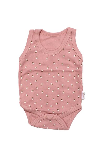 bebegen Baby Girl Dusty Rose Floral Patterned Suspender Bodysuit
