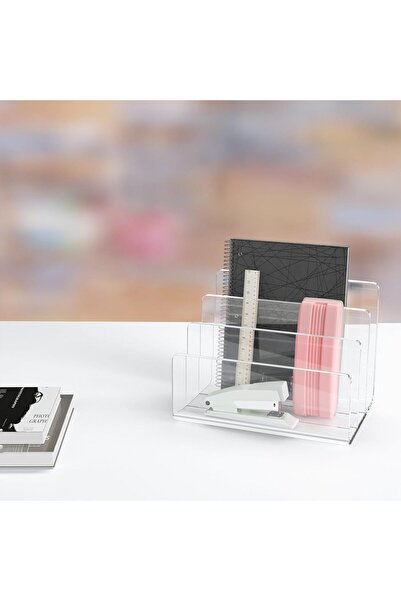 Slasa Acrylic File Organizer with 3 Slots