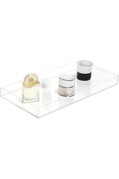 Slasa Clear Acrylic Vanity Tray – Bathroom Countertop Organizer 25.4x12.7 cm
