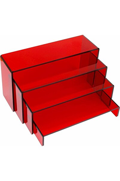 Slasa مجموعة من 4 حاملات عرض أكريليك شفافة بسمك 4.3 مم، حامل متعدد الطبقات لل...