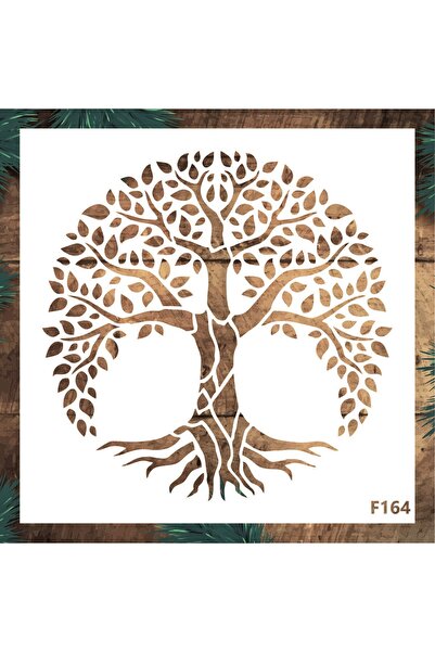 STENCİLTASARIM Stencil Tasarım F164 Hayat Ağacı Duvar Ahşap Cam Boyama Deseni