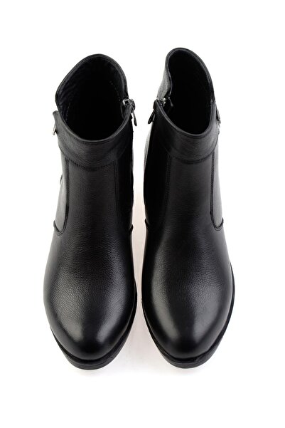 Bambi Siyah Hakiki Deri Kadın Bot & Bootie K02286701303
