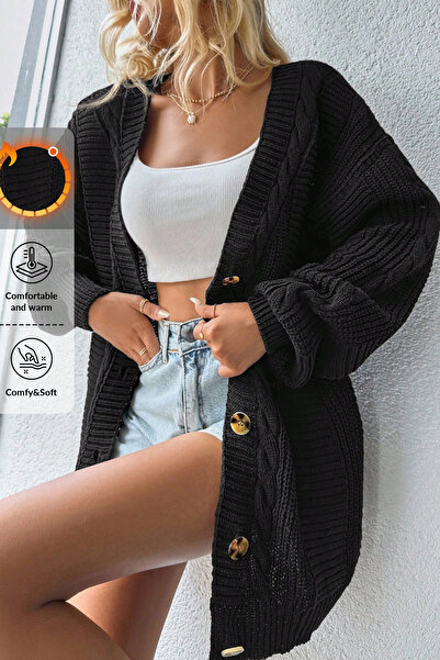 Cemre Life Női V puha textúrájú kötöttáru kardigán