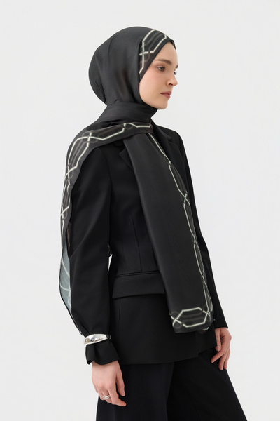 Qef Cotton Twill Shawl Interlock Anthracite Gray